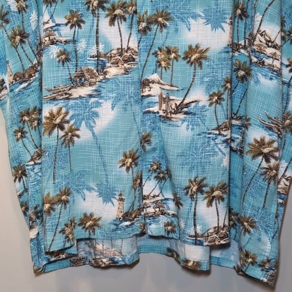 Island Shores Hawaiian Short Sleeve Buttoned Shirt Tropical Beach Palm Size XXL - Picture 5 of 11
